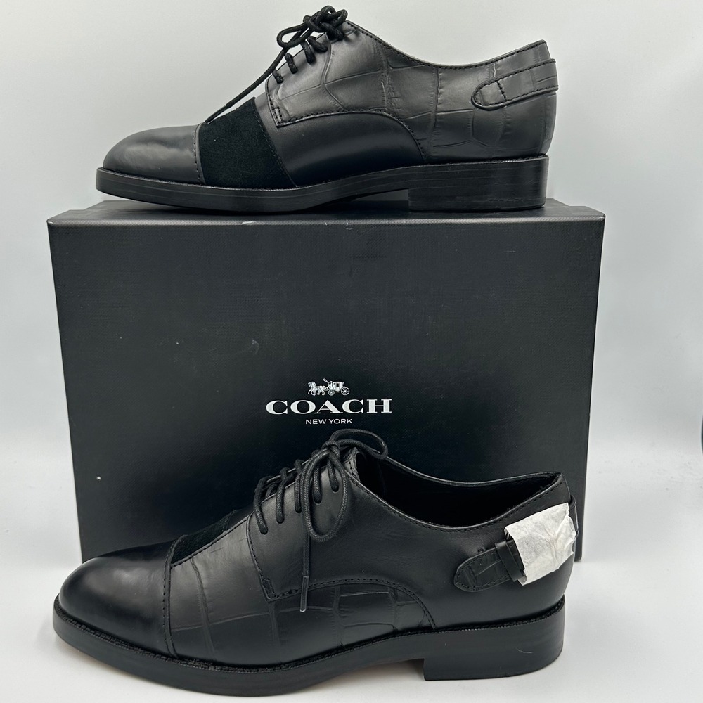 Coach Waverly Patchwork Oxfords Black Leather Suede wmns Size 6B Business - Picture 4 of 13